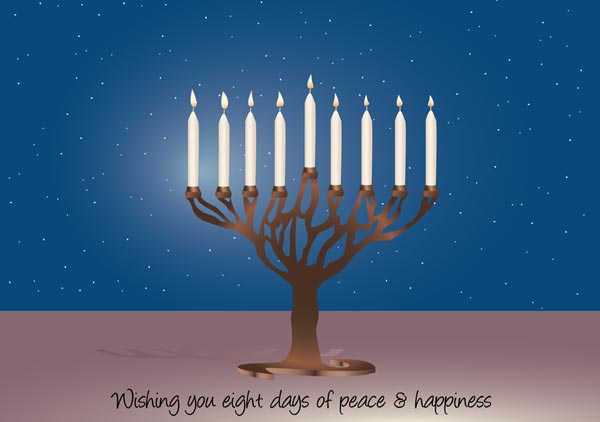 Hanukkah candle holiday card