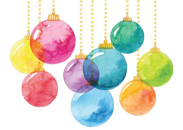 Watercolor Christmas Balls card