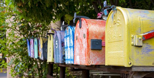 colored mailboxes