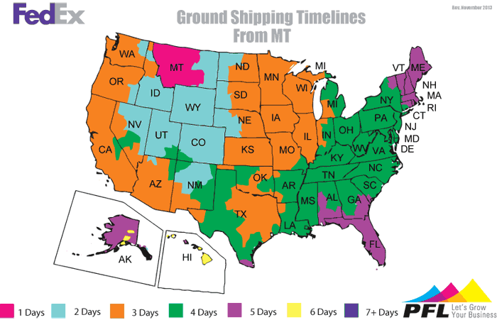 FedEx Transit Times from Montana