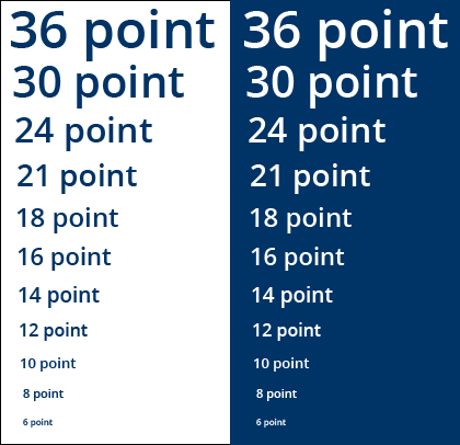 Font Point Size Chart