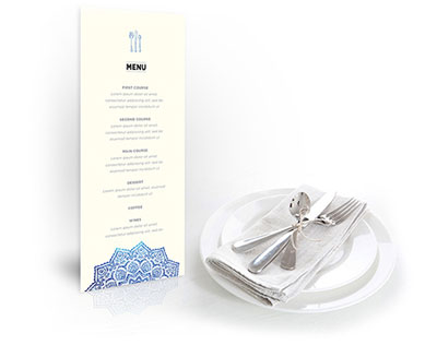 menu with foil stamping