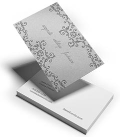 silver metallic ink business card