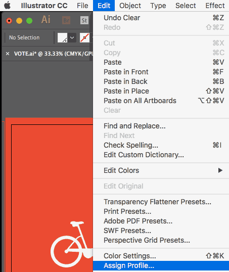 assign profile in Illustrator