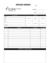 repair order form