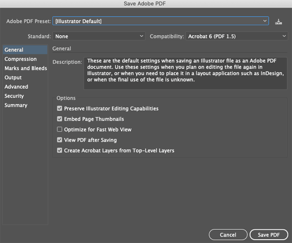 how to download optimized pdf file in illustrator