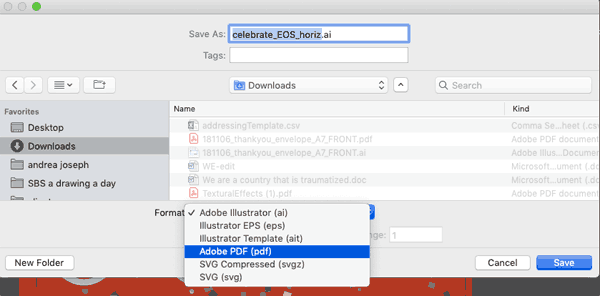 illustrator pdf save as dropdown 