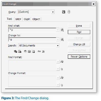 InDesign Find Change dialog