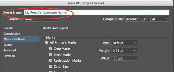 pdf presets save preset