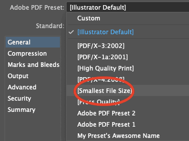 illustrator smallest file size