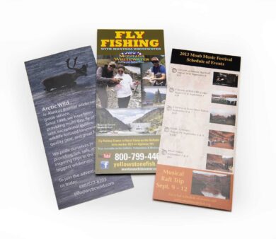 Flyers and brochures that can be mailed by Printing for Less.