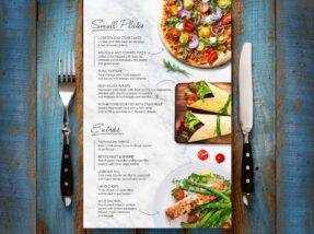 Custom printed restaurant menu.