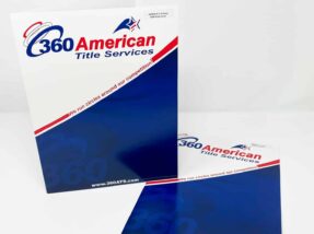 Examples of professional presentation folders made for 360 American Title Services.