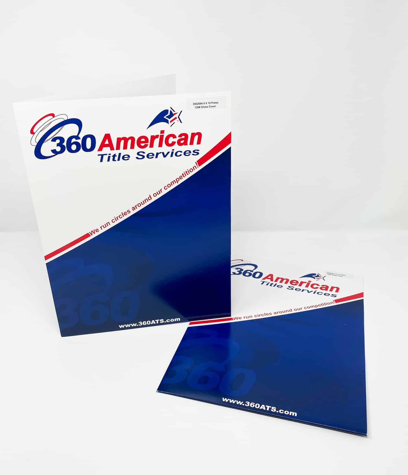 Examples of professional presentation folders made for 360 American Title Services.