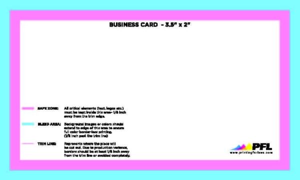 Template for standard 3.5” business card size