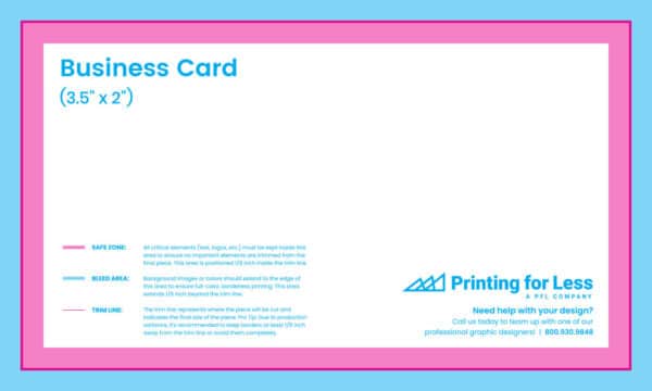 Template for standard 3.5” x 2" business card