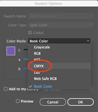 CMYK mode Adobe Illustrator