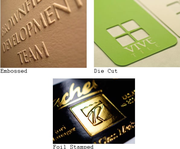 embossed foil stamped and die cut examples