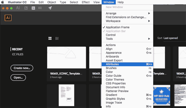 Illustrator attributes screenshot