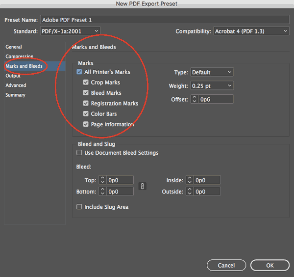 adobe pdf presets all printers marks