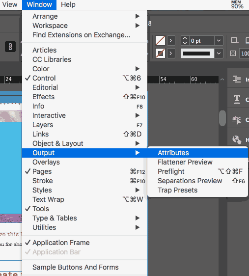 Illustrator attributes output 