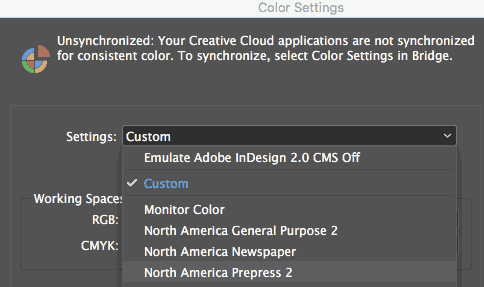 custom color settings screenshot