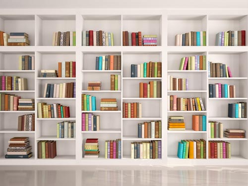 large colorful bookcase