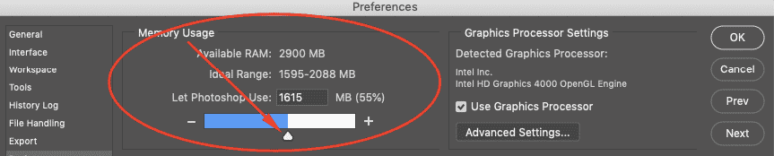 preferences memory usage