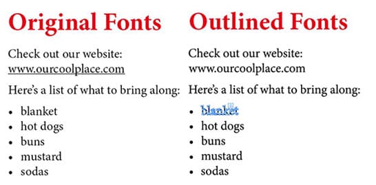 original fonts vs outlined fonts