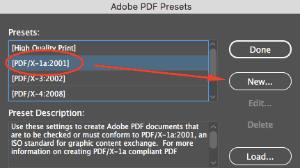 pdf presets pdf/x-1a:2001