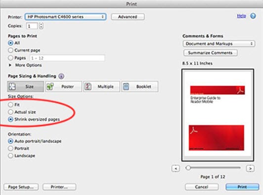 shrink oversized pages screenshot