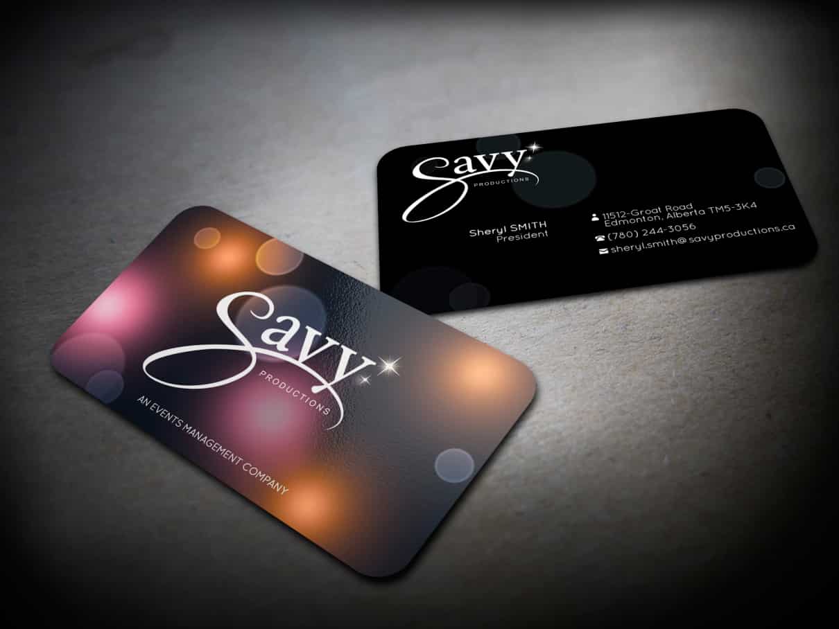 savy glossy business card example