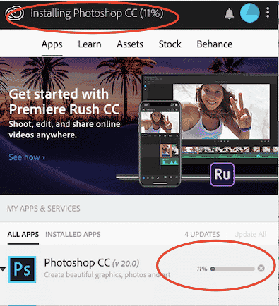 photoshop cc installing screenshot