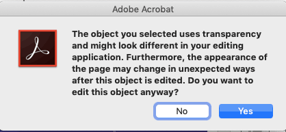 Adobe PDF warning in Adobe Illustrator